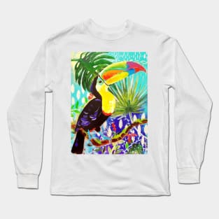 Toucan in the jungle art print Long Sleeve T-Shirt